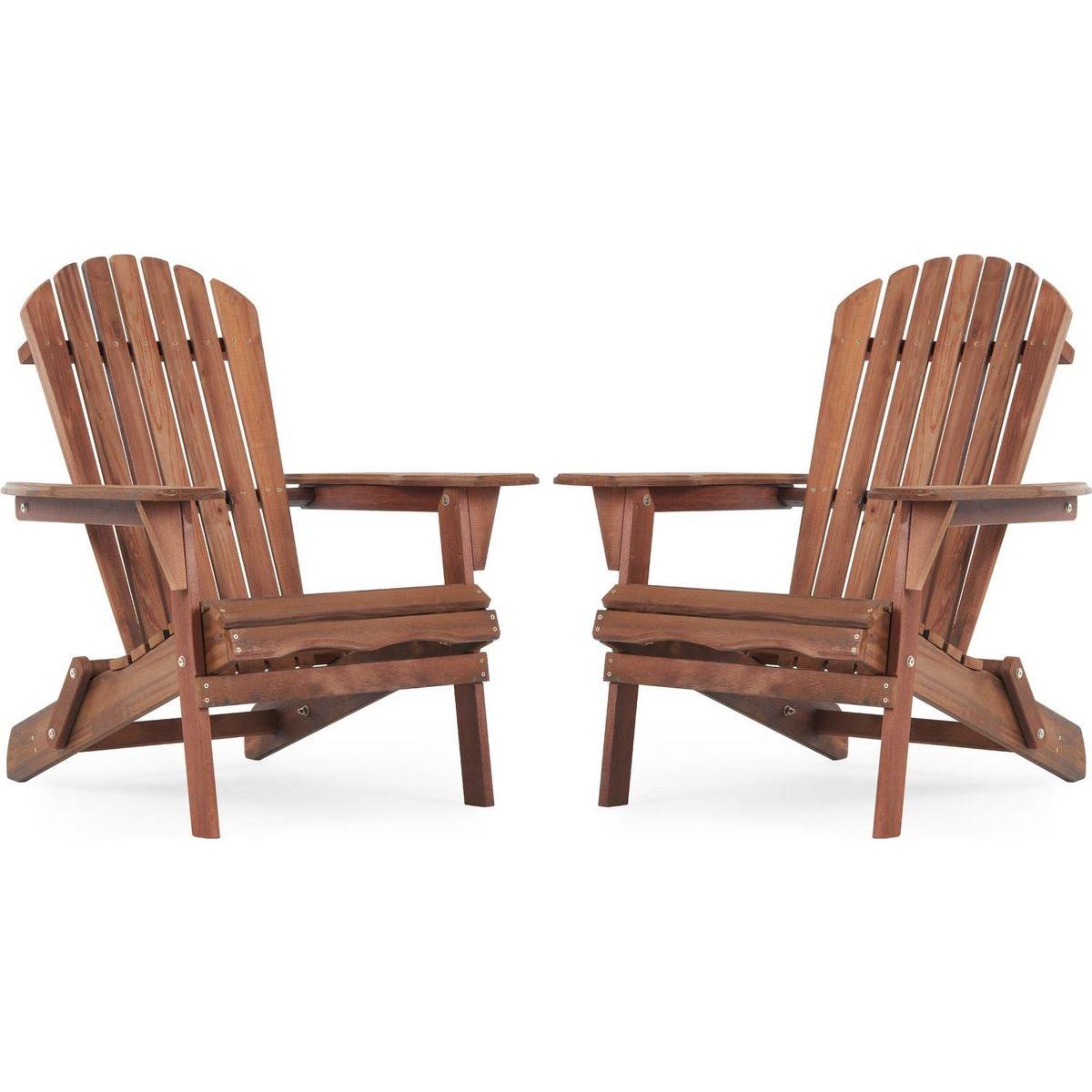 Wooden Outdoor Folding Adirondack Chair Set of 2 Wood Lounge Patio Chair for Garden,Garden, Lawn, Backyard, Deck, Pool Side, Fire Pit,Half Assembled