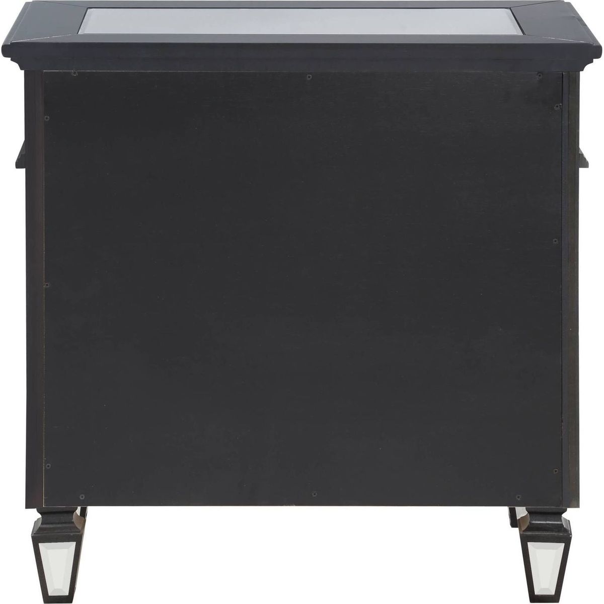 Varian II Nightstand in Black Velvet & Sliver FINISH