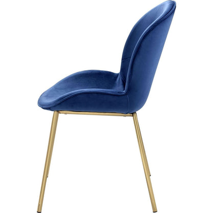 Chuchip Side Chair (Set-2) in Blue Velvet & Gold