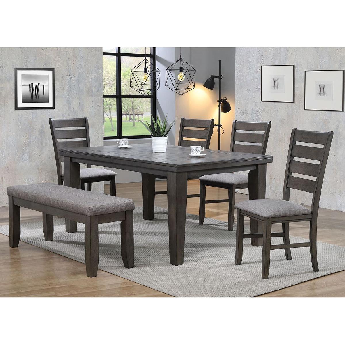 Contemporary Dining Chairs Set of 2 Gray Finish Solid Wood Fabric Cushion Side Chairs Kitchen Dining Room Furniture