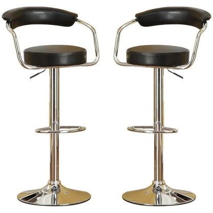 Contemporary Style Black Bar Stool Counter Height Chairs Set of 2 Adjustable Swivel Kitchen Island Stools