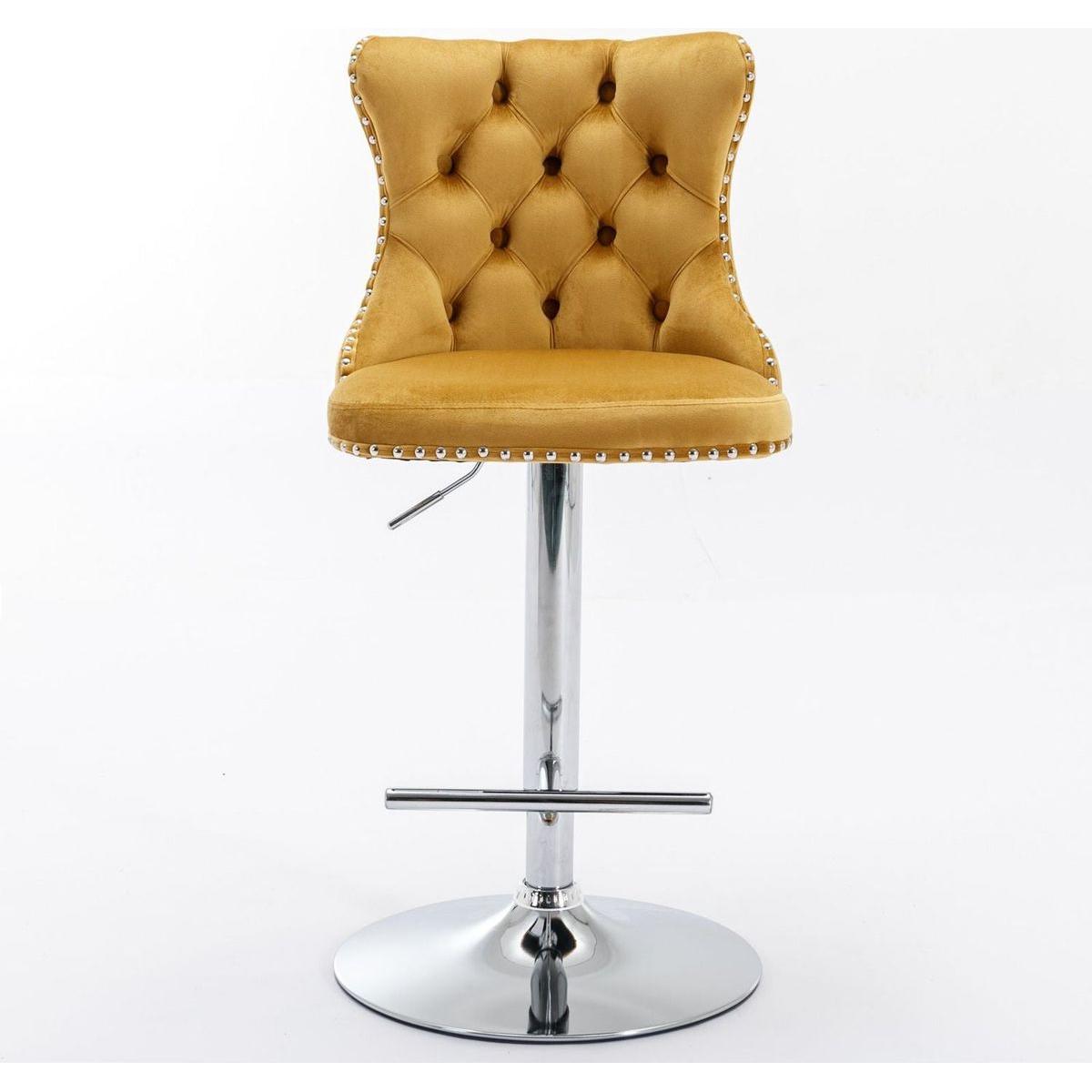 Swivel Velvet Barstools Adjustable Seat Height from 25-33 Inch - Streamdale Furniture