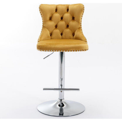 Swivel Velvet Barstools Adjustable Seat Height from 25-33 Inch - Streamdale Furniture