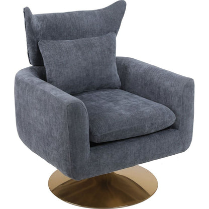 Classic Mid-Century 360-degree Swivel Accent Chair, Dusty Blue Linen