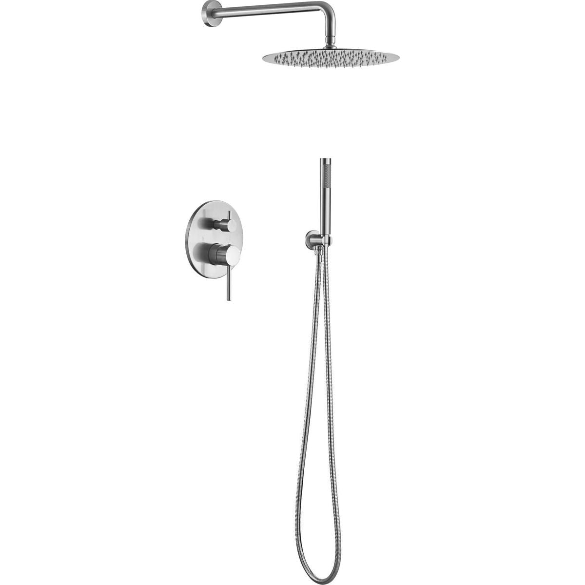 Shower System, Wall Mounted Shower Faucet Set for Bathroom with High Pressure 10" Stainless Steel Rain Shower head Handheld Shower Set, 2 Way Pressure Balance Shower Valve Kit, Brushed Gold