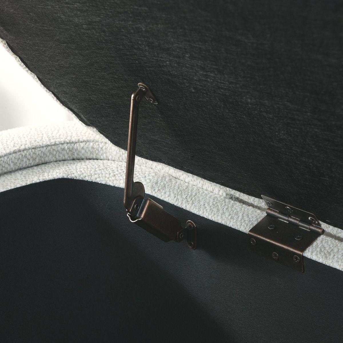 Linen Fabric Upholstered Bench with Large Storage Space for the Living Room, Entryway and Bedroom, White,(51.5"x20.5"x17") - Streamdale Furniture