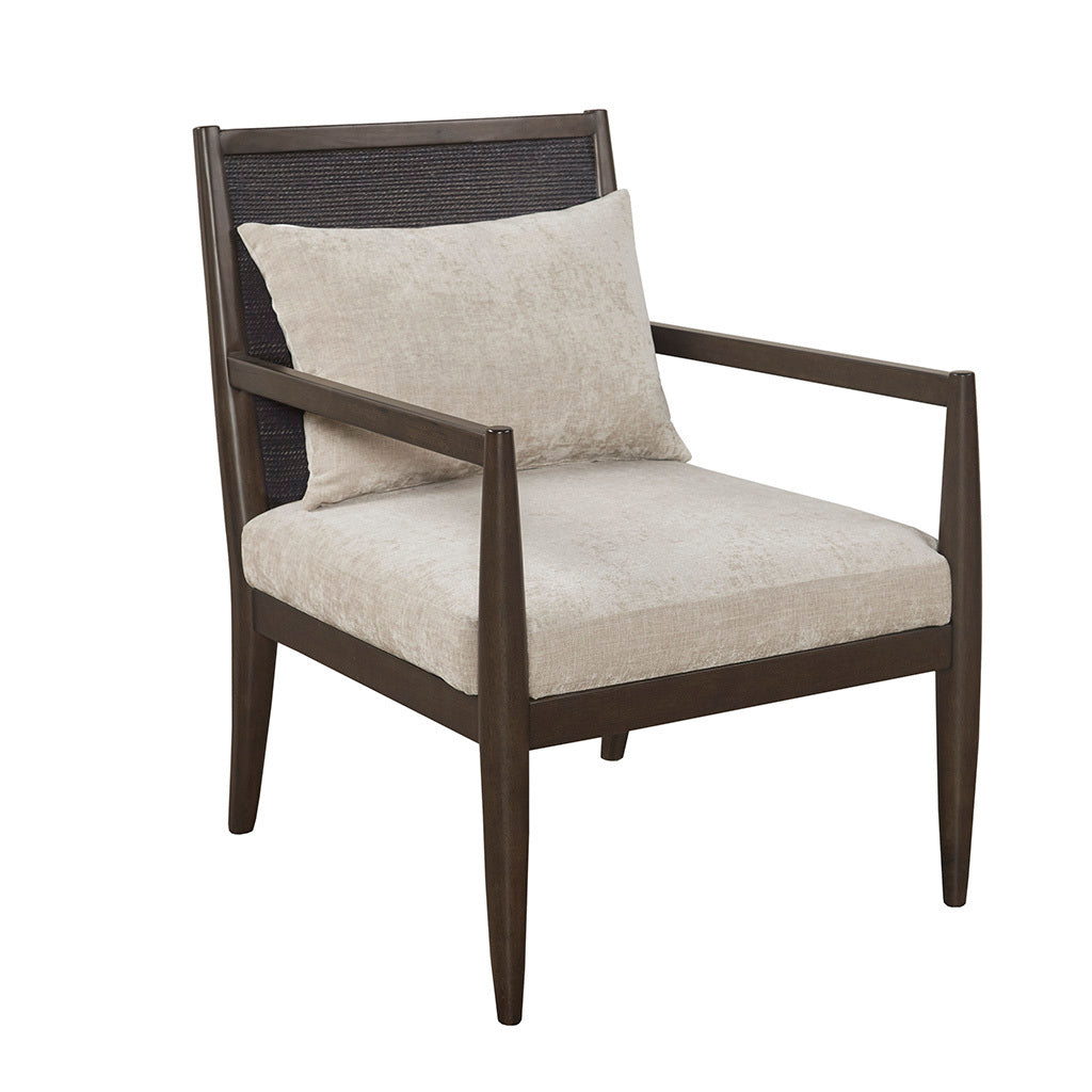 Lillie Handcrafted Seagrass Back Armchair with Removable Seat Cushion and Back Pillow