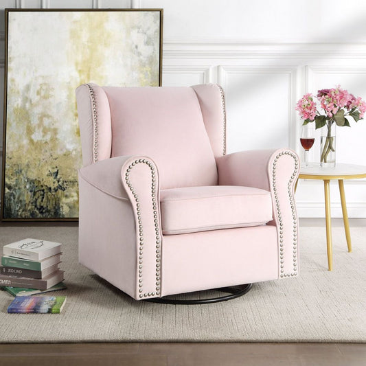 Tamaki Swivel Chair w/Glider, Pink Fabric