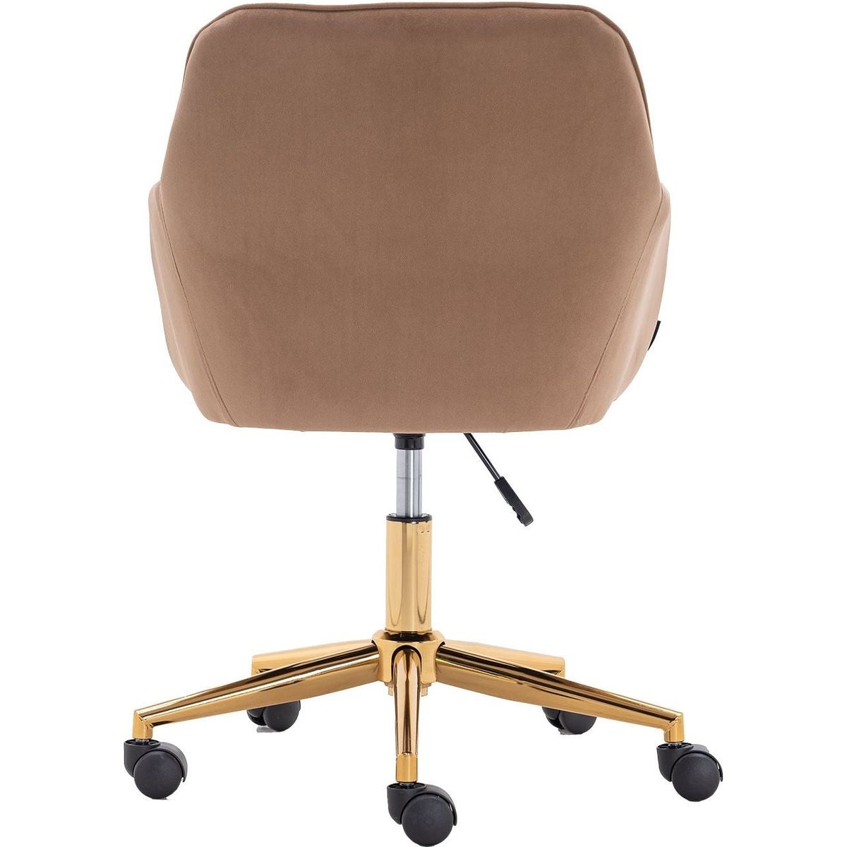 Modern Velvet Fabric Material Adjustable Height 360 revolving Home Office Chair with Gold Metal Legs and Universal Wheels for Indoor,Light Coffee Brown