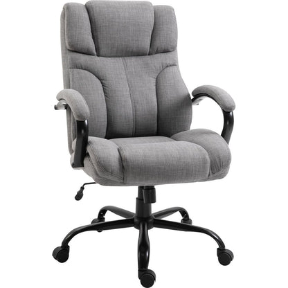 Vinsetto 500lbs Big and Tall Office Chair with Wide Seat, Ergonomic Executive Computer Chair with Adjustable Height, Swivel Wheels and Linen Finish, Light Grey