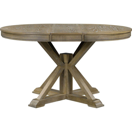 Retro Functional Extendable Dining Table with a 12" Leaf for Dining Room and Living Room (Natural Wood Wash)