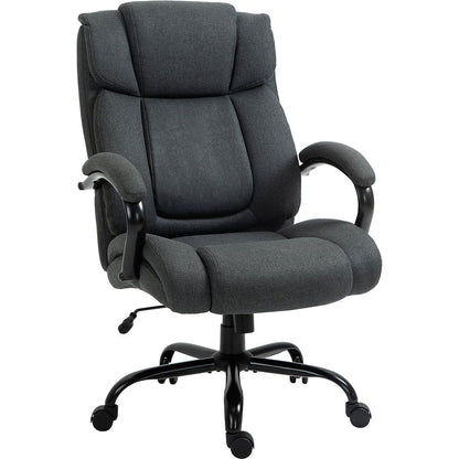 Vinsetto High Back Big and Tall Executive Office Chair 484lbs with Wide Seat, Computer Desk Chair with Linen Fabric, Adjustable Height, Swivel Wheels, Charcoal Grey