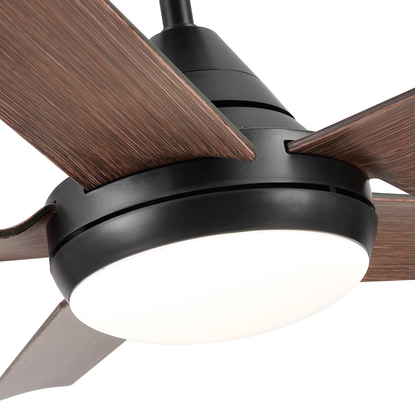 48 In Intergrated LED Ceiling Fan Lighting with Brown Wood Grain ABS Blade