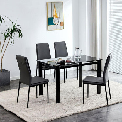 Dining chairs set of 4, Black modern kitchen chair with metal leg