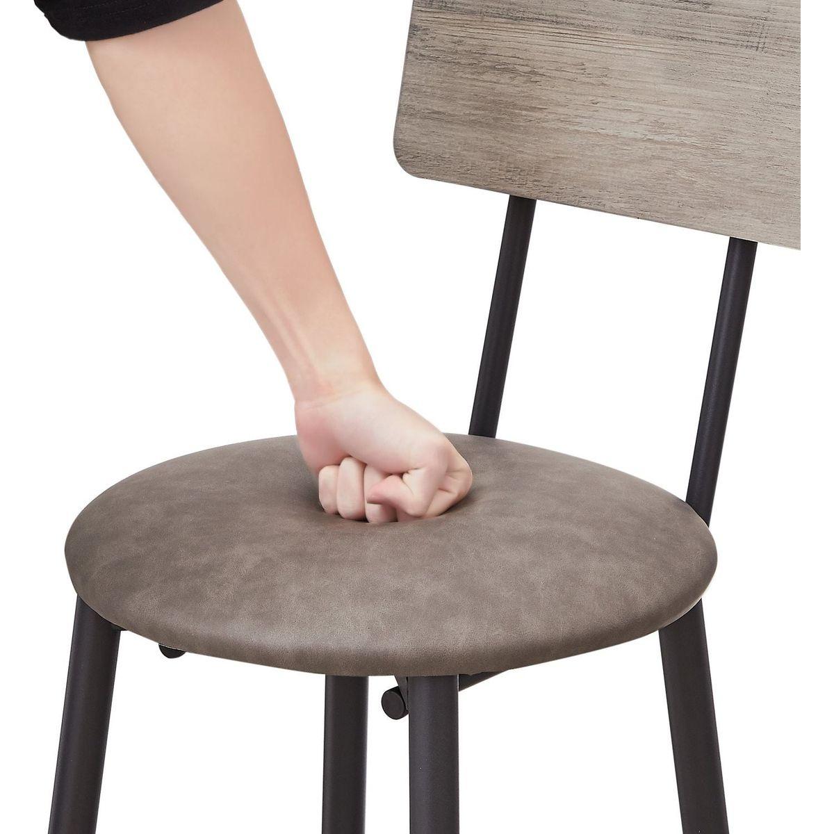 Bar Table Set with 4 Bar stools PU Soft seat with backrest, Grey, 47.24" L x 23.62" W x 35.43" H