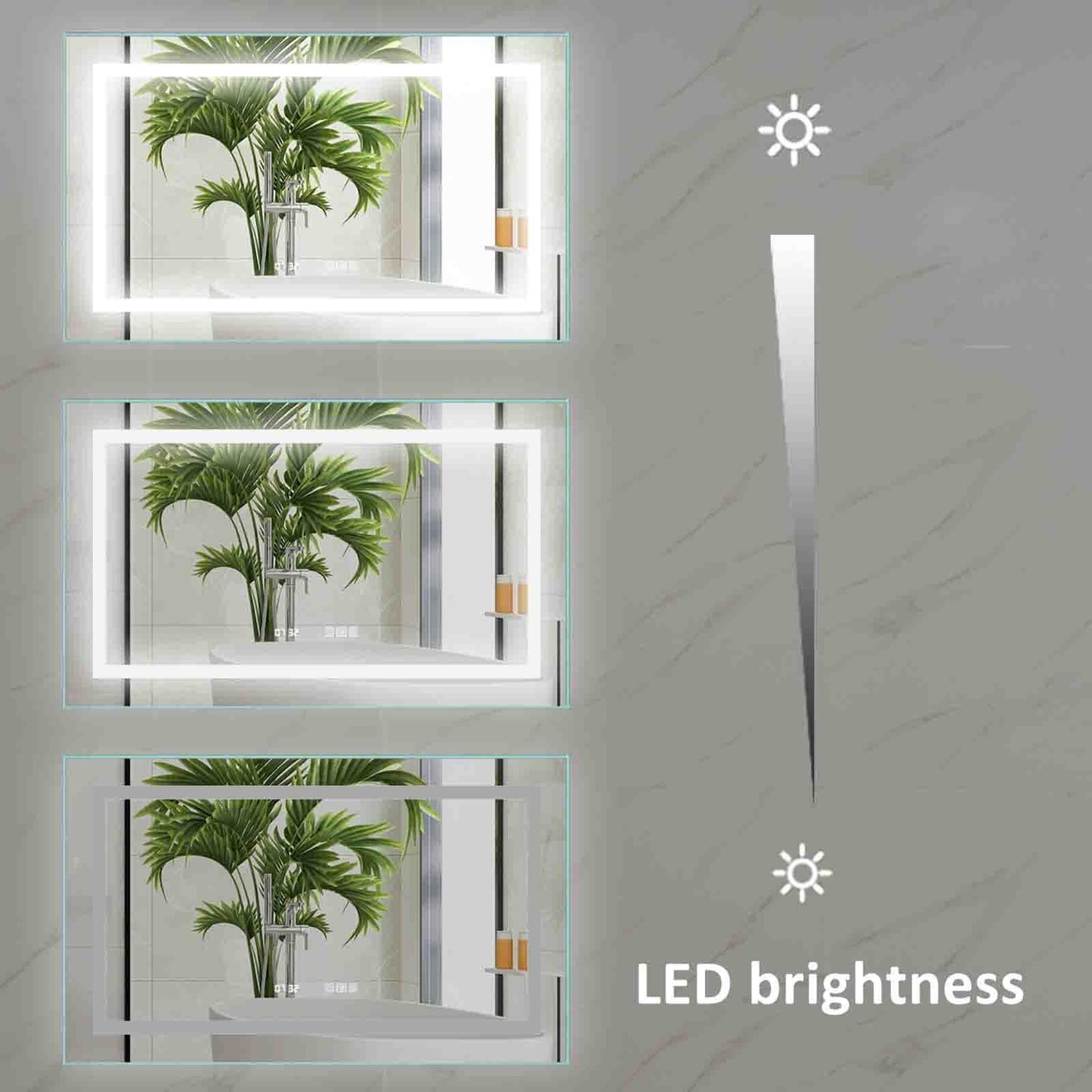 LED Bathroom Vanity Mirror, 40 x 24 inch, Anti Fog, Night Light, Time, Temperature, Dimmable, Color Temper 3000K-6400K, 90+ CRI, Horizontal Wall Mounted Only