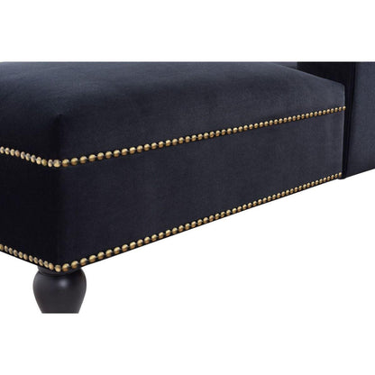 58" Velvet Chaise Lounge, Button Tufted Right Arm Facing Lounge Chair with Nailhead Trim & Solid Wood Legs for Living Room or Office, Sleeper Lounge Sofa (Black)