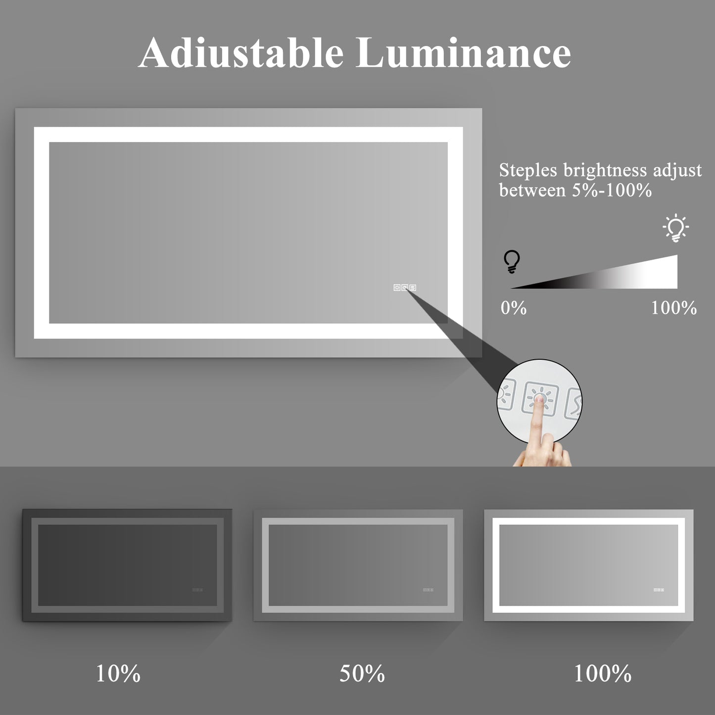 LED Bathroom Mirror 60x 32 Inch with lights, anti-Fog & Dimming Led Bathroom Vanity Mirror