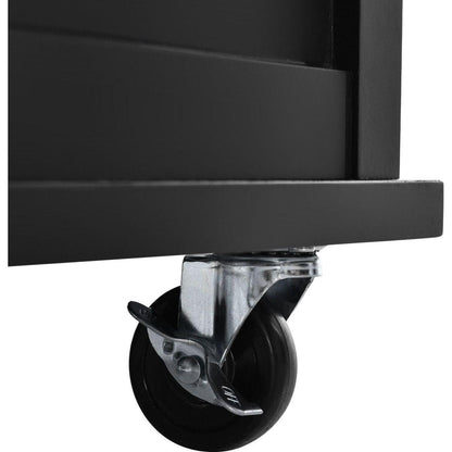 Kitchen Cart with Rubber wood Drop-Leaf Countertop, Concealed sliding barn door adjustable height, Kitchen Island on 4 Wheels with Storage Cabinet and 2 Drawers, L52.2xW30.5xH36.6 inch, Black