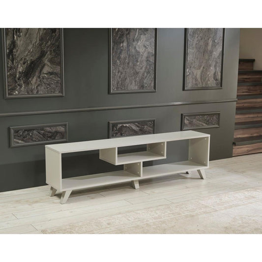 Store Parma Mid Century Modern Tv Stand Open Shelving Entertainment Centre 67 inch Tv Unit, Grey