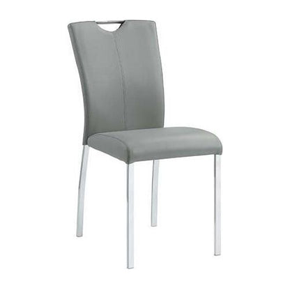 Pagan Side Chair (Set-2) in Gray PU & Chrome Finish