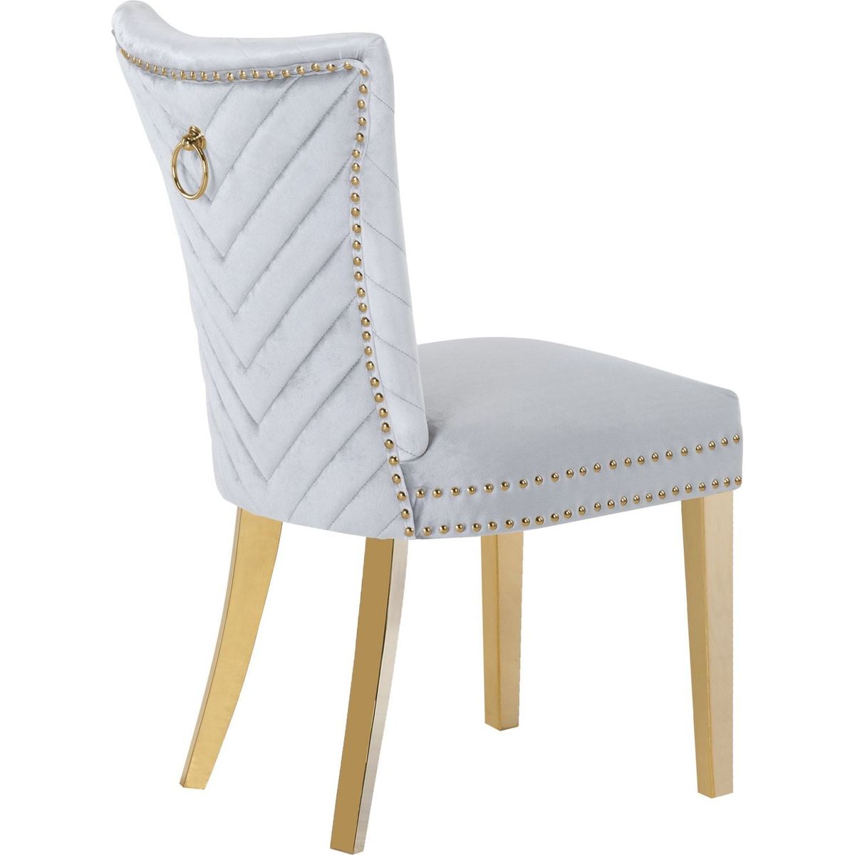 Eva 2 Piece Gold Legs Dining Chairs Finished with Velvet Fabric in Silver