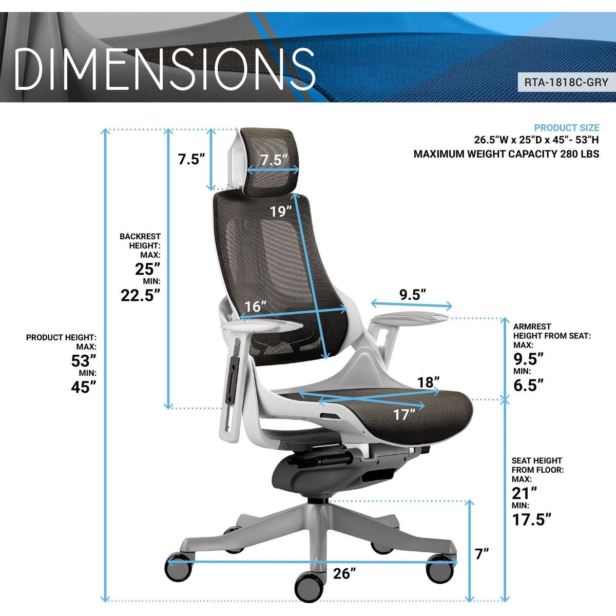 LUX Ergonomic Executive Chair, Grey