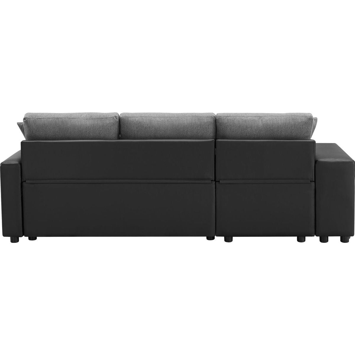 92.5" Linen Reversible Sleeper Sectional Sofa with storage and 2 stools Steel Gray