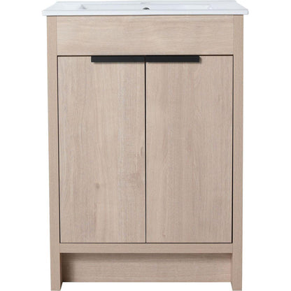 Freestanding Bathroom Vanity with White Ceramic Sink & 2 Soft-Close Cabinet Doors ((KD-PACKING),BLO-G-BL9060B),W1286S