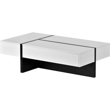 Contemporary Rectangle Design Living Room Furniture, Modern High Gloss Surface Cocktail Table, Center Table for Sofa or Upholstered Chairs5.2x25.5x13.7in