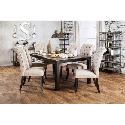 Dining Room Furniture Contemporary Rustic Style Beige Fabric Upholstered Tufted Set of 2 Chairs Kitchen Breakfast