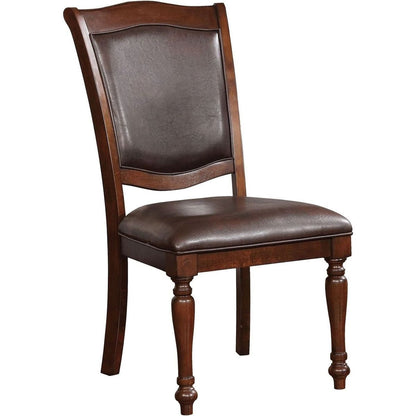 Luxurious Traditional Dining Chairs Brown Cherry Solid wood Espresso Leatherette Seat Set of 2pc Side Chairs Turned Legs Kitchen Dining Room