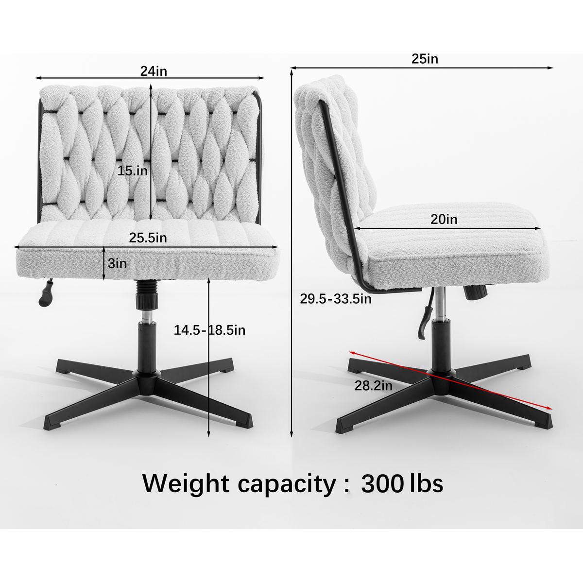 Armless Office Desk Chair No Wheels