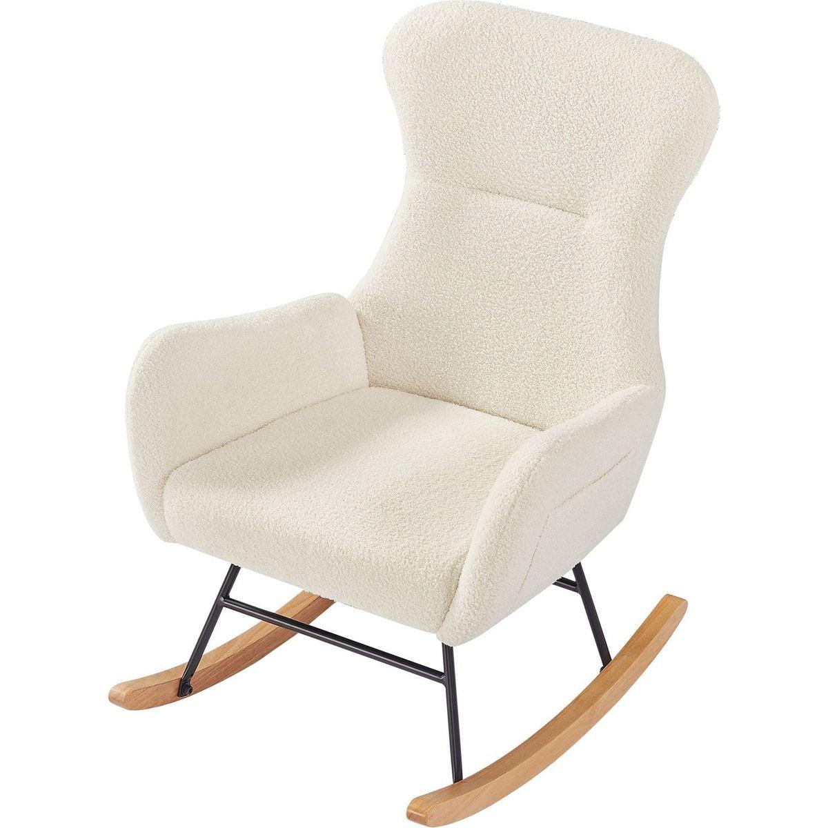 off white teddy fabric rocking chair