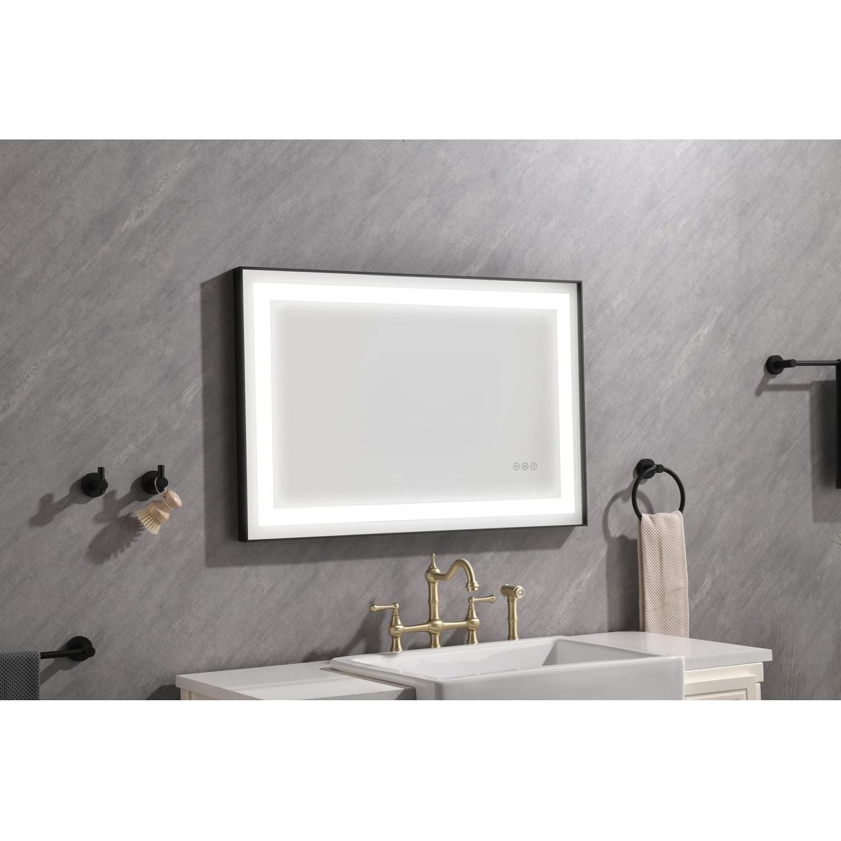 36x24 LED Lighted Bathroom Wall Mounted Mirror with High Lumen+Anti-Fog Separately Control