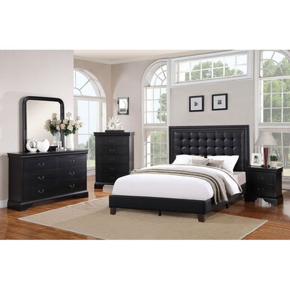 Contemporary Bedroom Furniture Nightstand Black Color 2 x Drawers Bed Side Table Pine wood