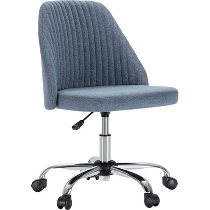 Armless Home Office Desk Chair with Wheels Adjustable Swivel Task Computer Vanity Chair for Small Spaces