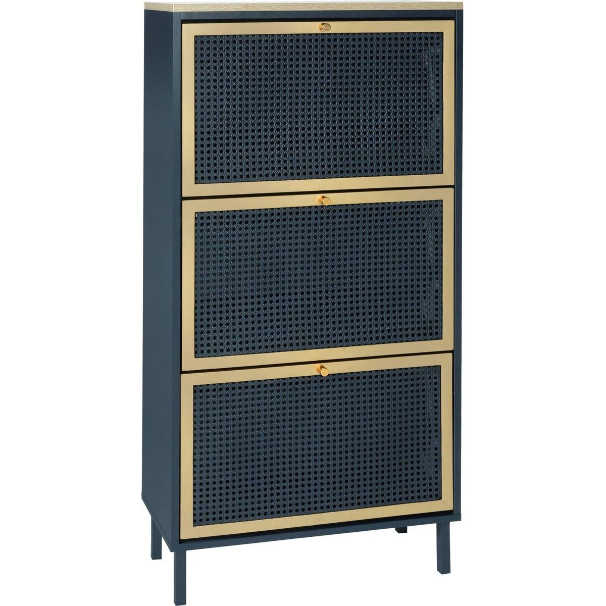 3 Metal Door Shoe Rack, Freestanding Modern Shoe Storage Cabinet, Metal rattan, for Entryway