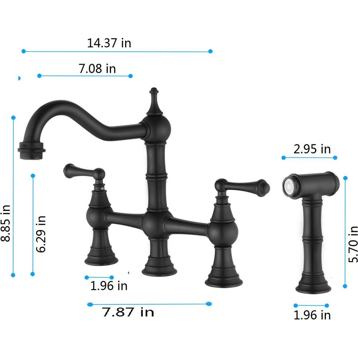 Bridge Dual Handles Kitchen Faucet With Pull-Out Side Spray in