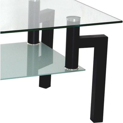 Rectangle Black Glass Coffee Table, Clear Coffee Table, Modern Side Center Tables for Living Room, Living Room Furniture