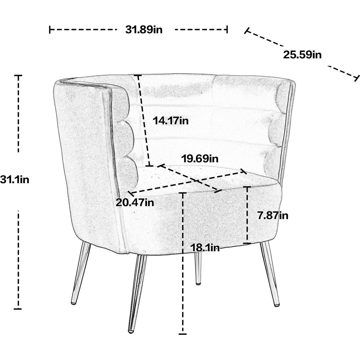 Accent Chair, leisure single chair with Golden feet