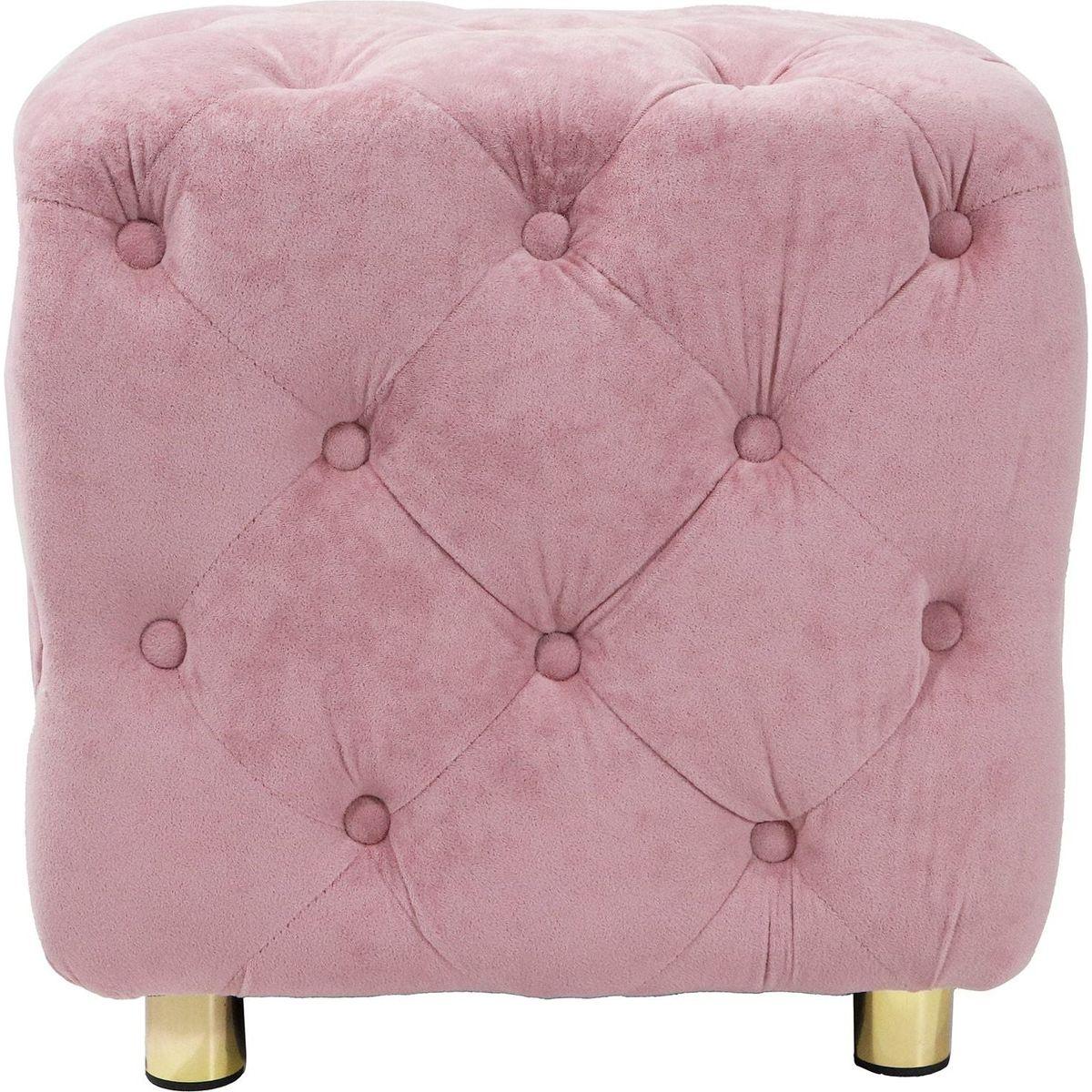 Pink Modern Velvet Upholstered Ottoman, Exquisite Small End Table, Soft Foot Stool, Dressing Makeup Chair, Comfortable Seat for Living Room, Bedroom, Entrance