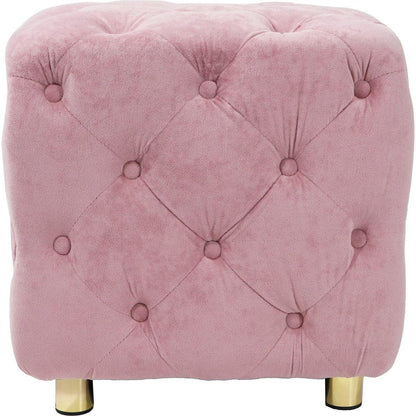 Pink Modern Velvet Upholstered Ottoman, Exquisite Small End Table, Soft Foot Stool, Dressing Makeup Chair, Comfortable Seat for Living Room, Bedroom, Entrance