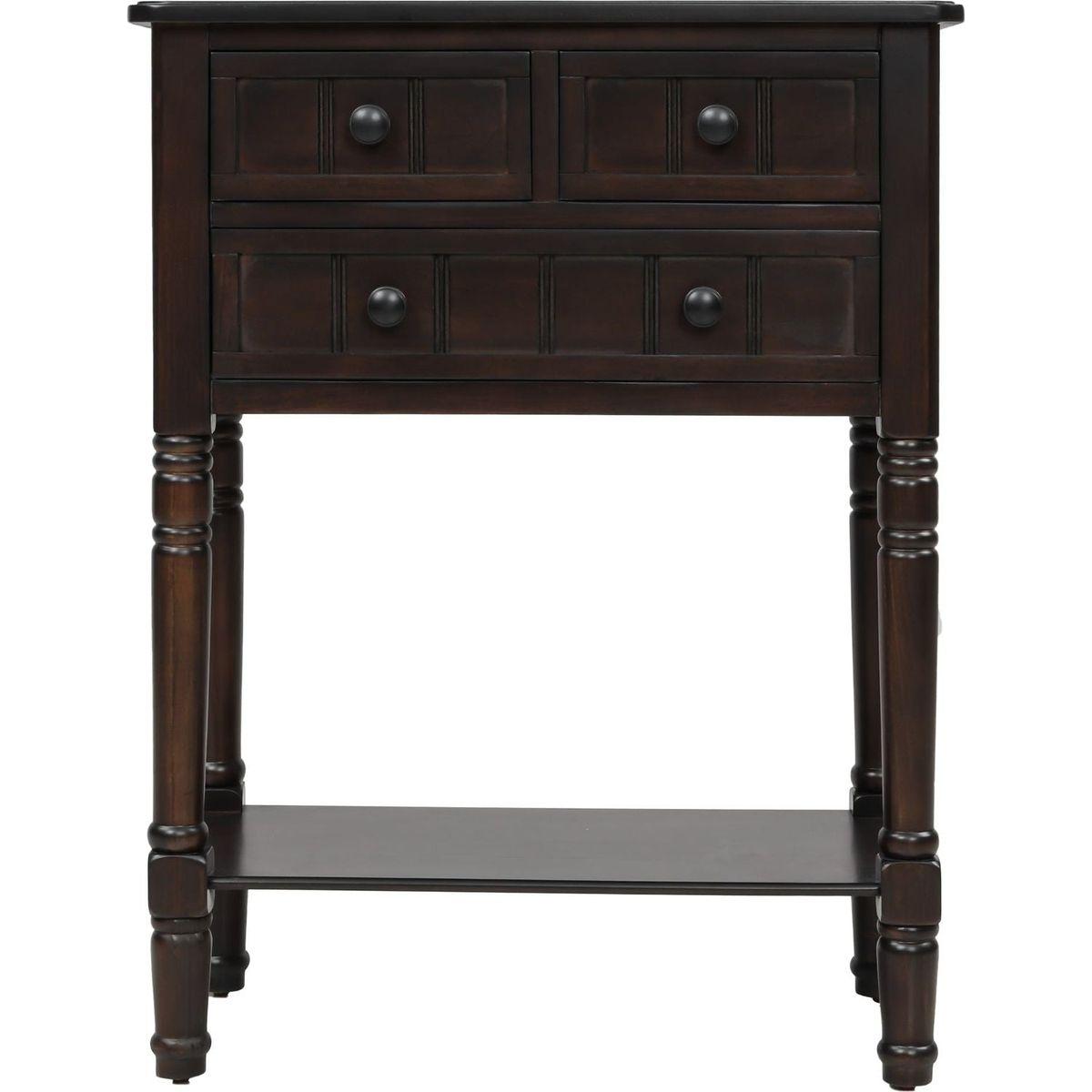 Narrow Console Table, Slim Sofa Table with Three Storage Drawers and Bottom Shelf for Living Room, Easy Assembly (Espresso) - Streamdale Furniture
