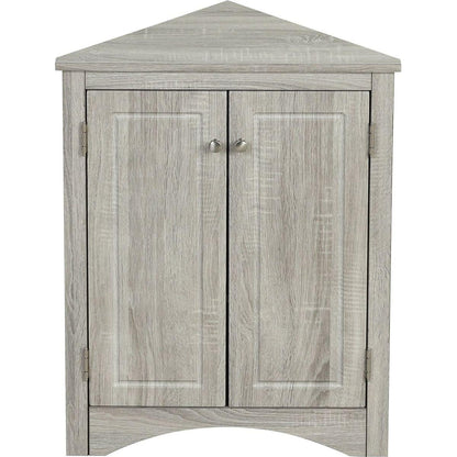 Oak Triangle Bathroom Storage Cabinet with Adjustable Shelves, Freestanding Floor Cabinet for Home Kitchen