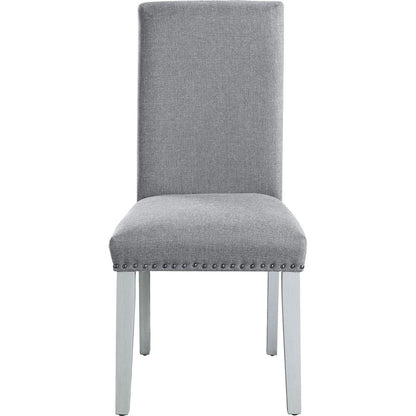 Lanton SIDE CHAIR (SET-2) Gray Linen & Antique White Finish