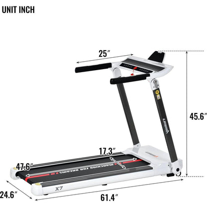 Portable Compact Treadmill;Electric Motorized 3.5HP;14KM/H;Medium Running Machine Motorised Gym 330lbs;Foldable for Home Gym Fitness Workout Jogging Walking;Bluetooth Speaker APP FITIME