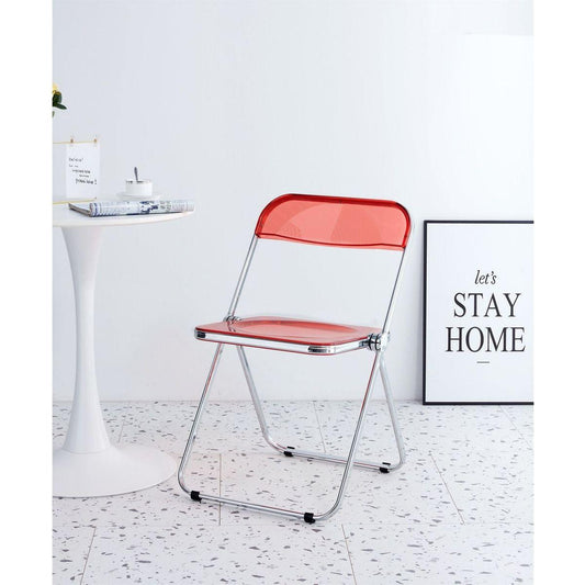 RED Clear Transparent Folding Chair Chair Pc Plastic Living Room Seat