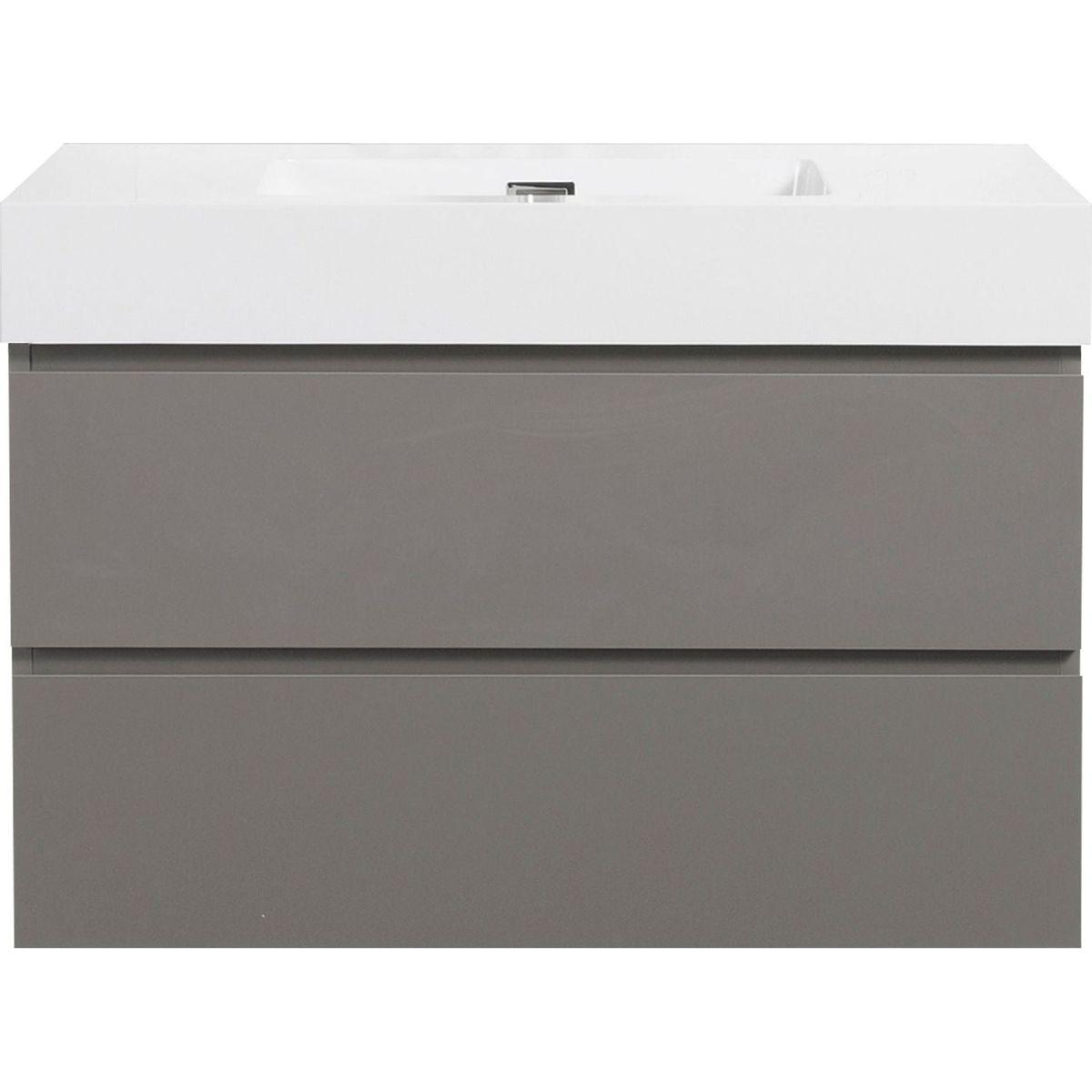 Alice 36" Gray Bathroom Vanity with Sink, Large Storage Wall Mounted Floating Bathroom Vanity for Modern Bathroom, One-Piece White Sink Basin without Drain and Faucet