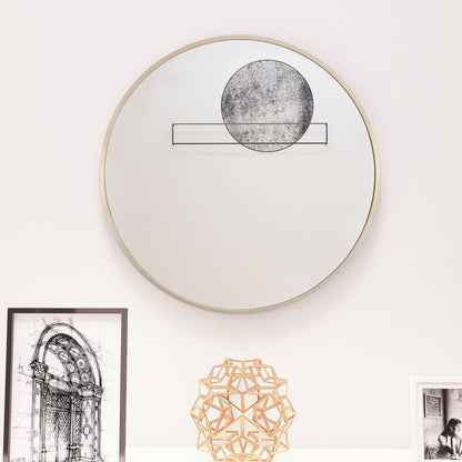 Matte Gold Wall Mirror 20" Round Mirror Metal Framed Mirror Circle Wall-Mounted Mirror, Circular Mirror for Bathroom Wall Decor Living Room